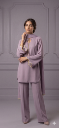 Lilac Kurta Pant Dupatta Set for Women