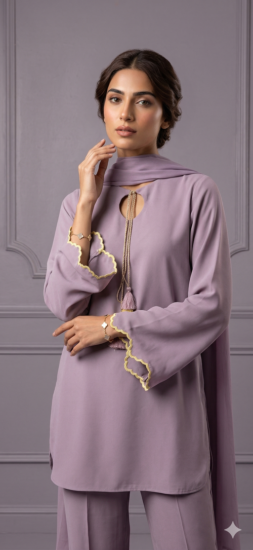 Lilac Kurta Pant Dupatta Set for Women