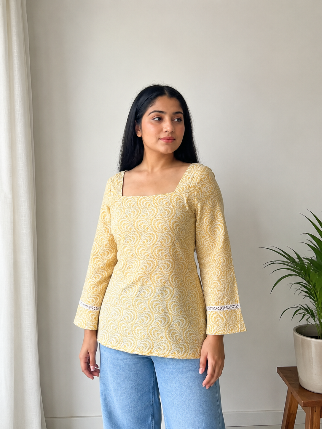 Buttercream Reverie Square-Neck Top by ORA_IN